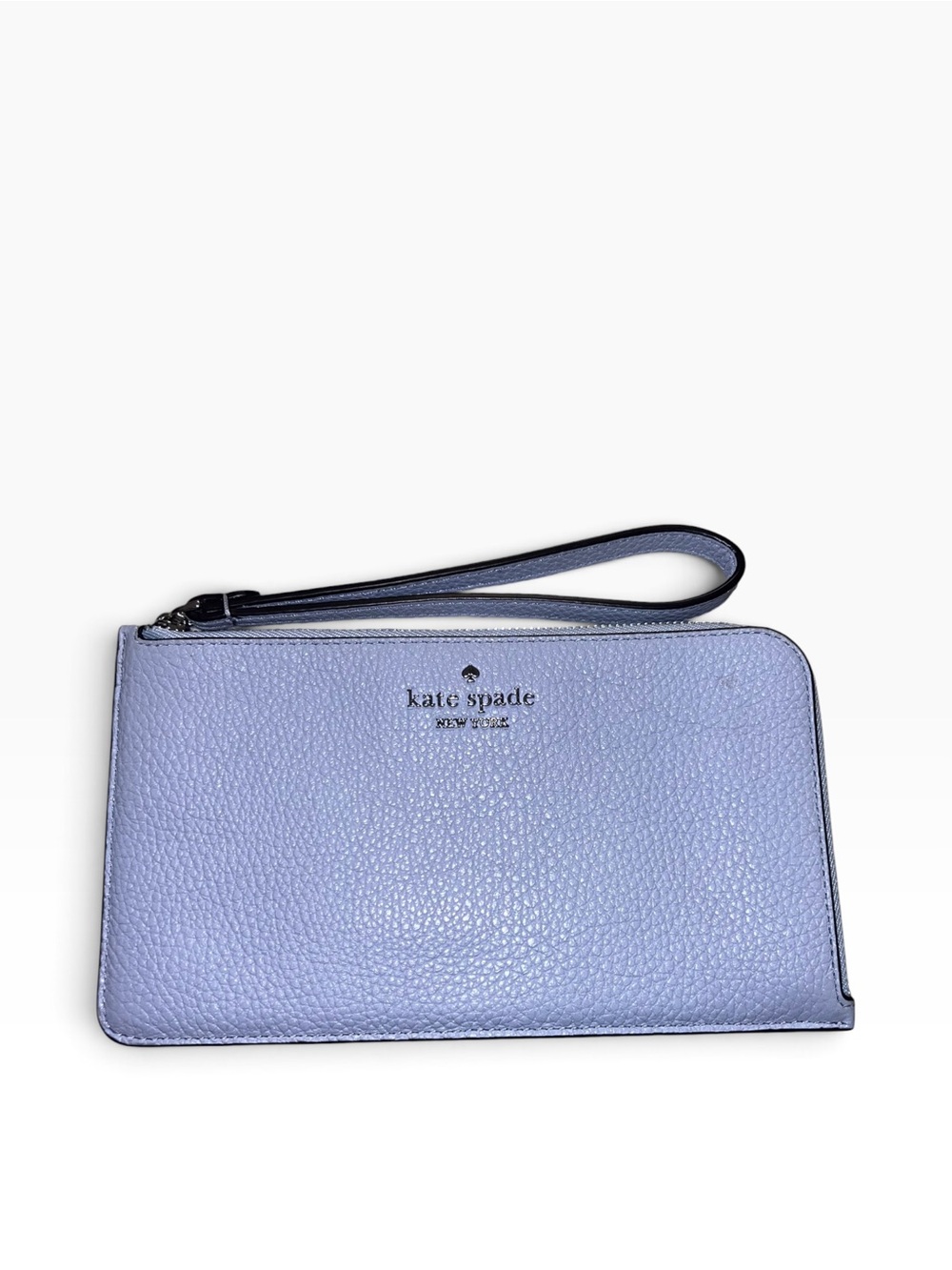 kate spade Light Blue Pebbled Leather Zip Around Wristlet